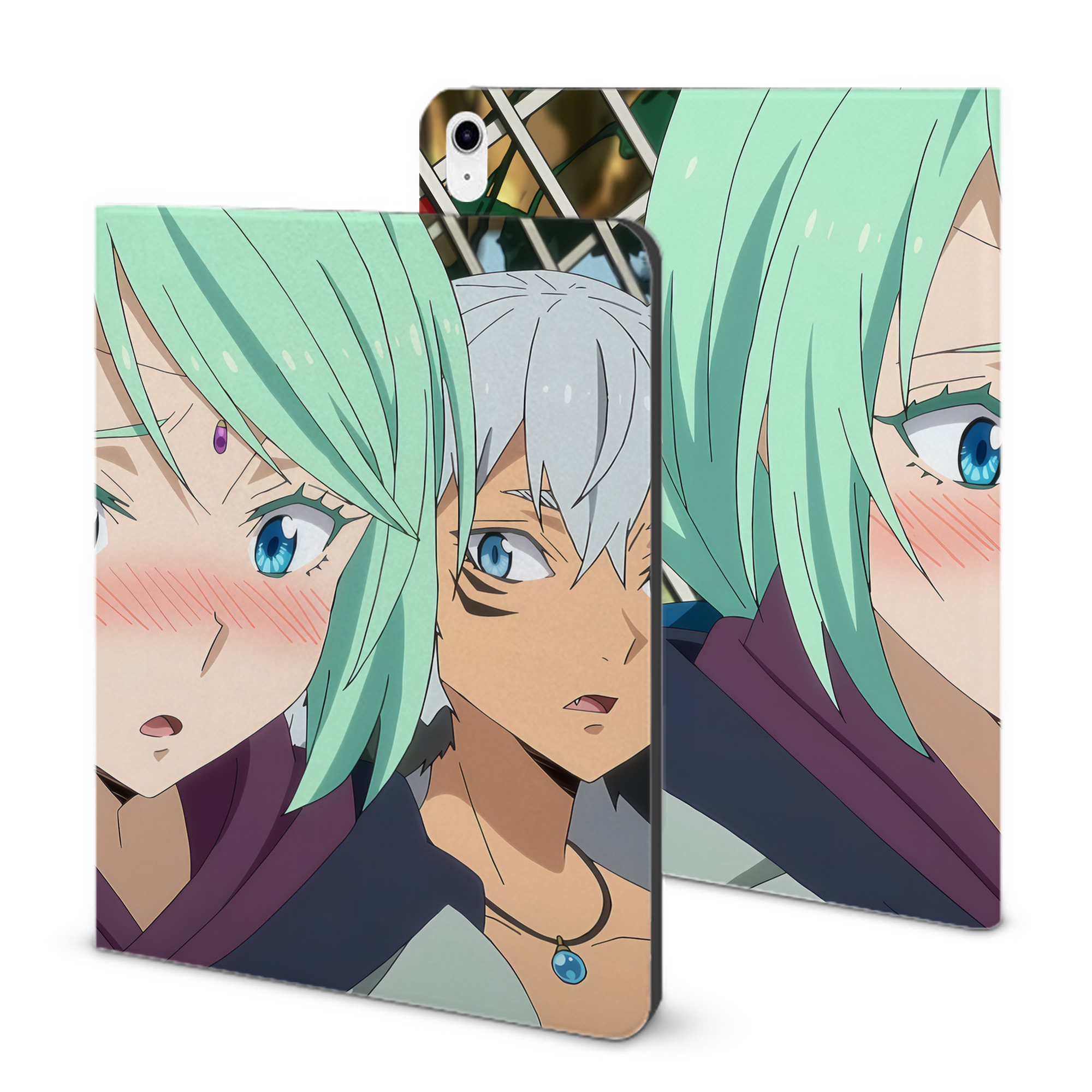 （画像用） 転スラ Regarding Reincarnated to Slime IPad ケース ブック型 PUレザー TPU 耐衝撃 軽量 薄型 ペン収納なし 全面保護 IPad 各モデル対応